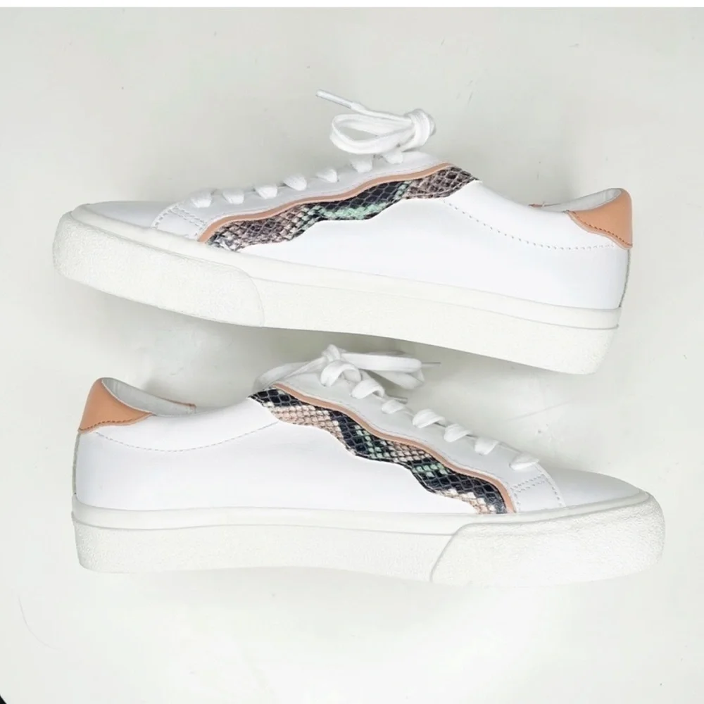 Madewell Women’s Sidewalk Low-Top Sneakers Snake Embossed Leather Size 7